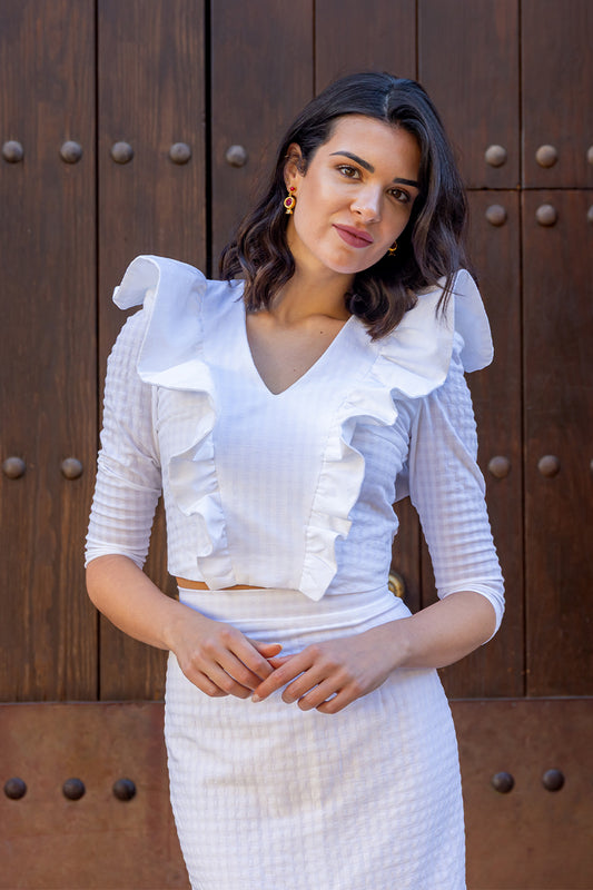 Conjunto Amalia Vichy Blanco