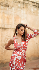 Vestido Nuria Estampado Naranja