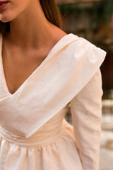 Lorena | White Peplum Midi Dress