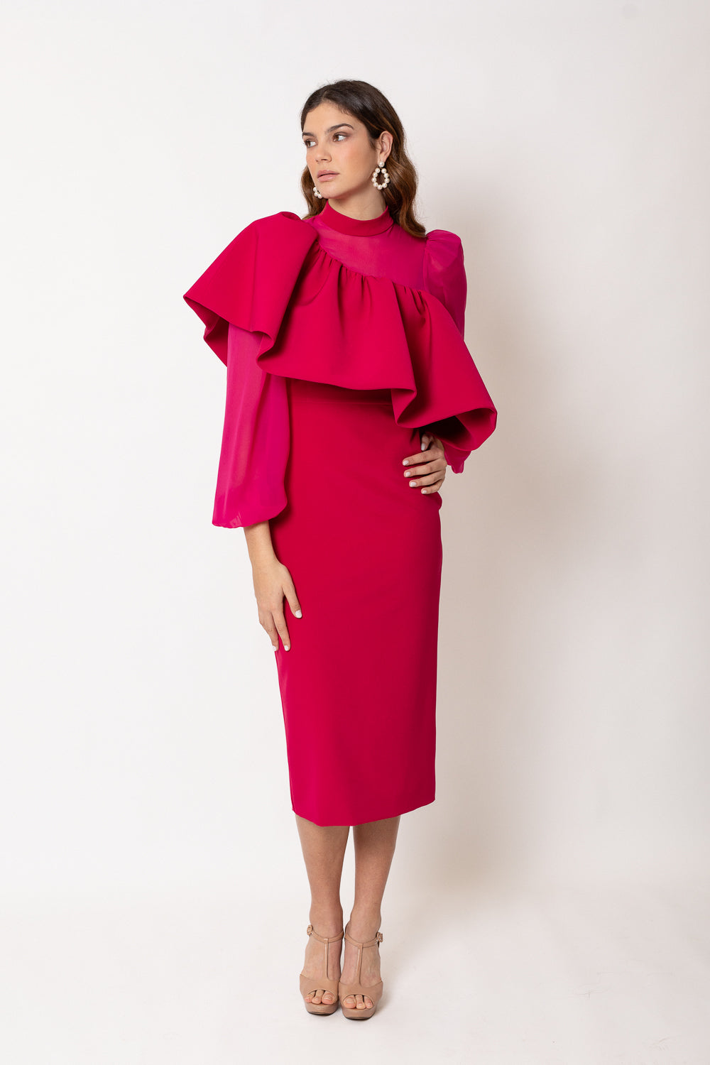 Vega Dress Bougainvillea Ruffle