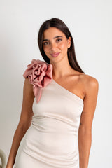 Vestido Asimétrico Flor Rosa