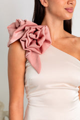 Vestido Asimétrico Flor Rosa