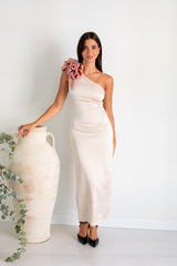 Vestido Asimétrico Flor Rosa