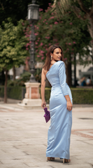 Lucia Celeste Satin Dress