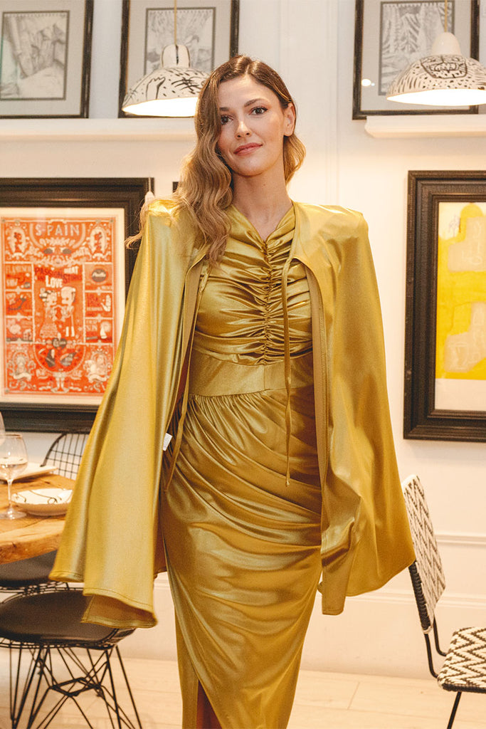 Mustard Velvet Queen Cape